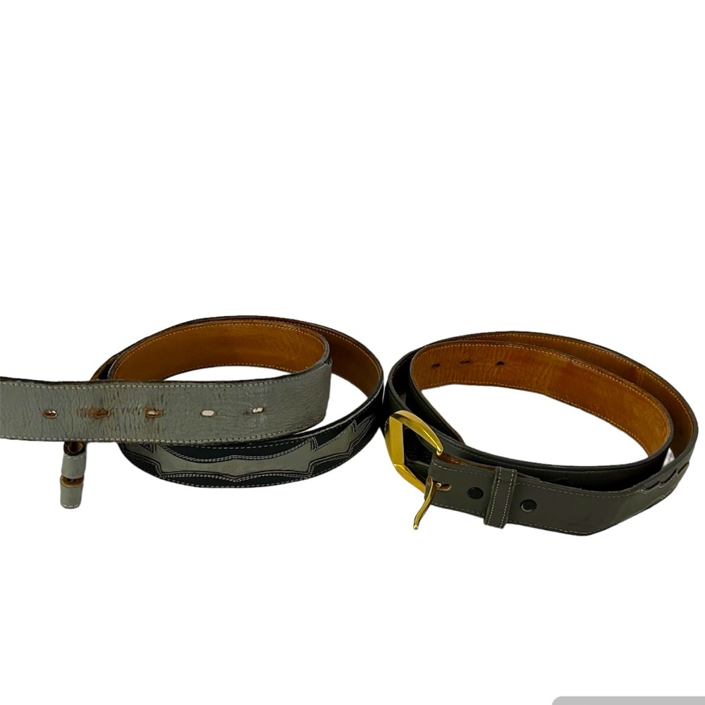 Tony Lama Two Leather Belts Interchangeable Buckle Size 38